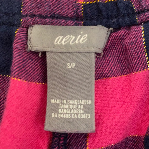 AERIE PINK/NAVY PLAID FLANNEL PJ BOXER SHORTS - Picture 3 of 3